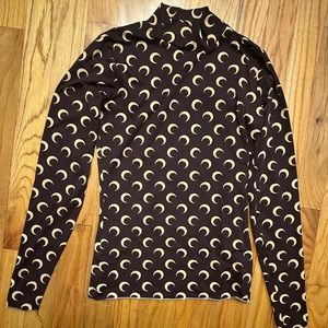Marine Serre brown moons turtleneck stretch top